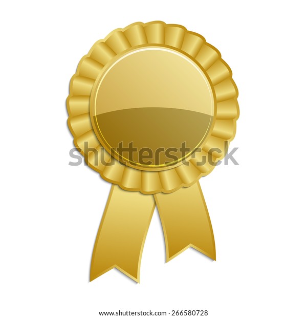 Gold Blank Award Rosette Ribbon Stock Vector (Royalty Free) 266580728