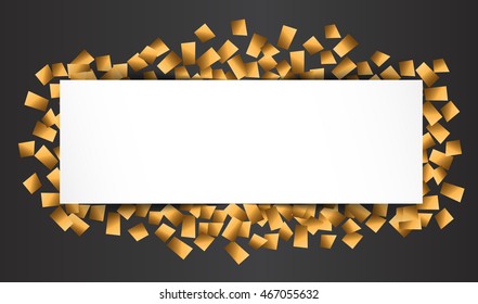 gold blank celebration background. celebration bubble in gold confetti. Vector Illustration.
