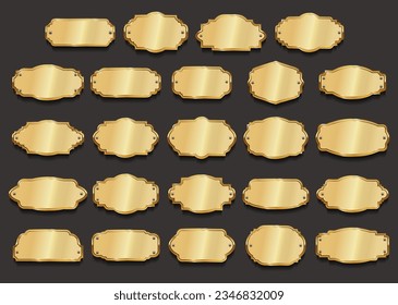 Vector de colección de etiquetas y marco en blanco dorado 
