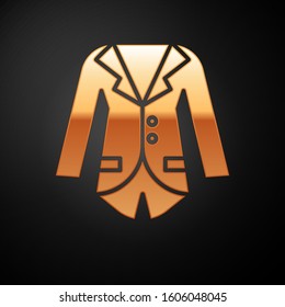 Gold Blazer or jacket icon isolated on black background.  Vector Illustration