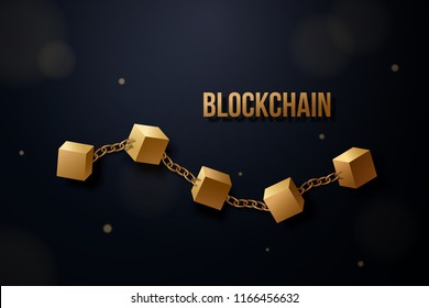 Gold blockchain vector illustration