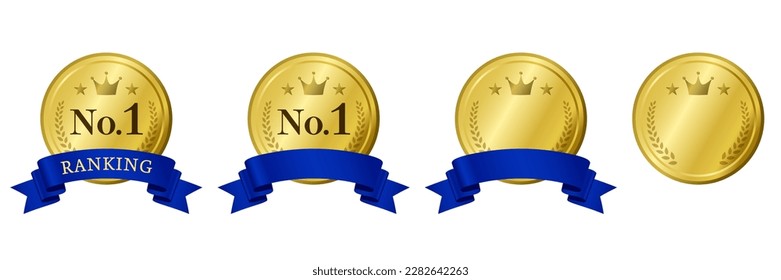 Gold and blue award medals with an air of luxury