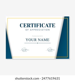 gold and blue background award certificate template