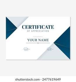 gold and blue background award certificate template