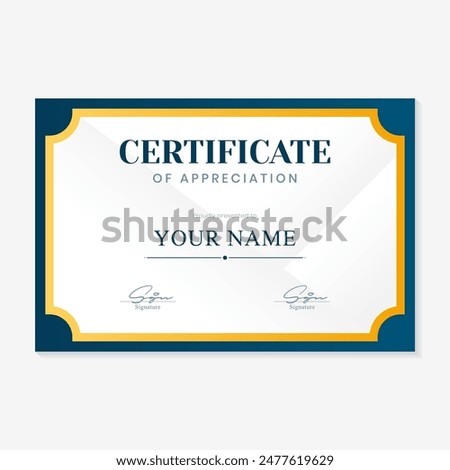 gold and blue background award certificate template