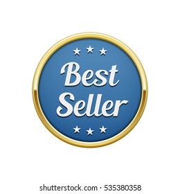 Gold Blue Best Seller Round Badge 