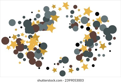Contenti dorado, azul, marrón, negro con círculos y estrellas. Brillo cósmico. Patrón abstracto de Navidad. Hermosa ilustración para postal, banner, web. Fondo de la imagen. Ilustración del vector