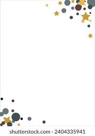 Gold, blue, brown, black confetti with circles and stars. Cosmic shine. Christmas abstract pattern. Beautiful illustration for postcard, banner, web. Background for the image. Vector illustration
