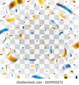 Gold and Blue Confetti. Stock vector illustration. New year, event, carnival, festival, celebration, and birthday party element. vector background