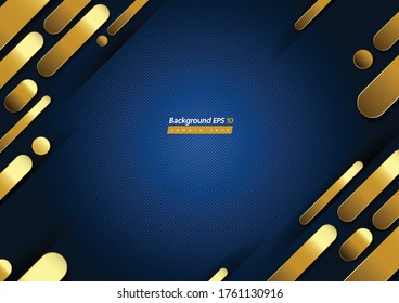 Gold and Blue Diagonal Line Background, geometric shapes and gradient.