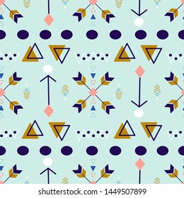 Gold and blue ethnic elements in a seamless pattern design, that can be used both on the web or in print for surface design