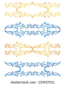 Gold and blue frames on white