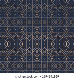Gold and blue geometric luxury pattern, Art pattern seamless background, stylish vintage retro pattern ideal for greeting card banner or wallpaper and wall design.