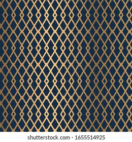 gold with blue geometric shape mosaic background, Seamless vector pattern. Vector texture