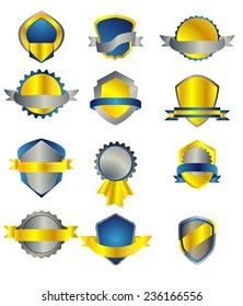 gold and blue gradient label
