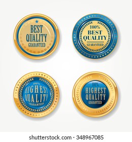 Gold blue labels vector set.