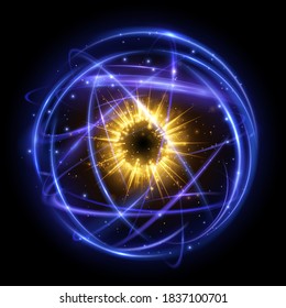Gold and blue light abstract sphere