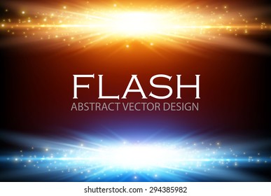 Gold & blue light design. Illuminated illustration. Electric flash for your business design.  Vector illustration.