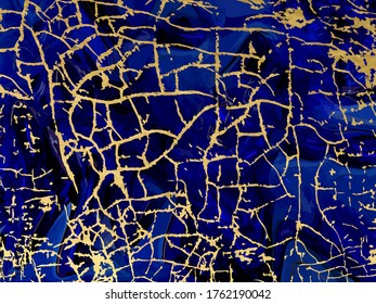 Gold and blue marbling texture design for poster, brochure, invitation, cover book, catalog. Vector illustration