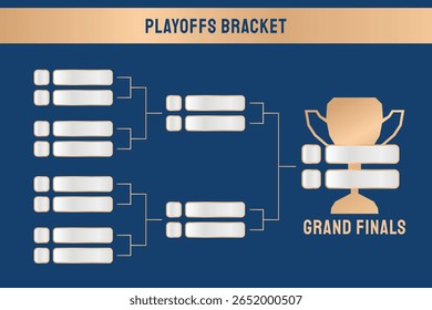 suporte de playoffs de ouro e azul em um fundo azul, para torneio e-sport e competição esportiva