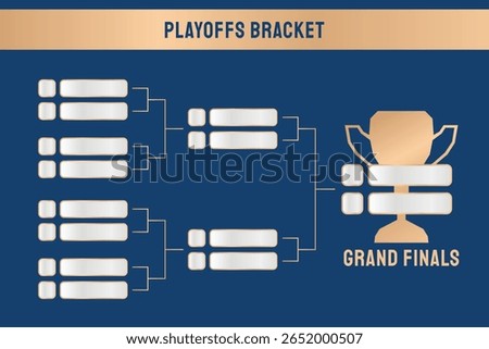 gold and blue playoffs bracket on a blue background, for e-sport tournament, and sport competition