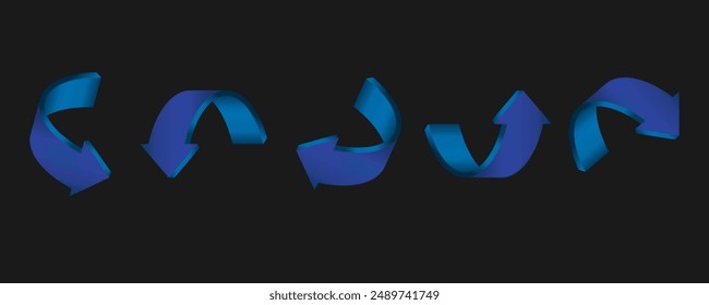 Gold, blue, red arrow rotation sign. Vector Illustration.
