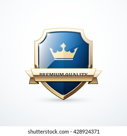 Gold and blue shield. Premium quality.