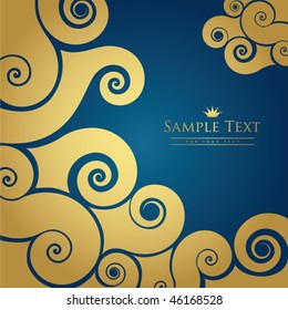 Gold and blue swirl background