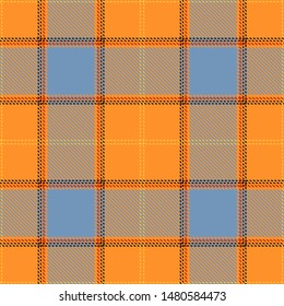 Gold and Blue Tartan Plaid Scottish Seamless Pattern. Texture from tartan, plaid, tablecloths, shirts, clothes, dresses, bedding, blankets and other textile.
