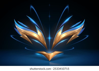 Gold and blue wings with light effects