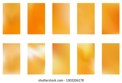 Gold blurred gradient style backgrounds. Abstract luxury smooth illustration wallpaper. Set of vector trendy modern golden mesh gradients.