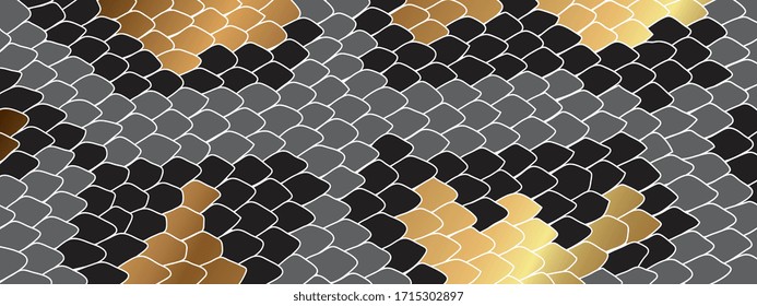 Vector de fondo dorado boa. Modalidades de piel de serpiente para impresiones, envoltura, tela y papel pintado.