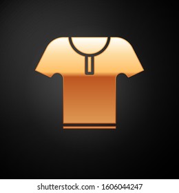 Gold Body armor icon isolated on black background.  Vector Illustration