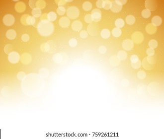 Gold bokeh abstract festive background. Golden christmas light shine bright holiday magic decoration.