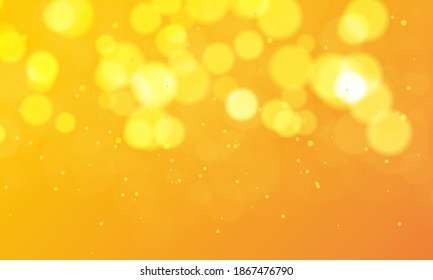 Gold bokeh background bright glitter light in the form of circles. Glowing elements creative background vector illustration