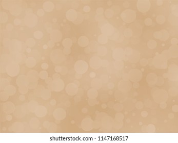 Gold bokeh background. Light abstract backdrop with transparent circles, rounds, dots. Vector illustration.