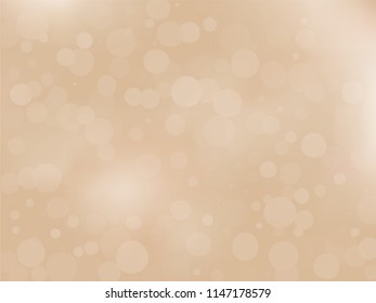 Gold bokeh background. Light abstract backdrop with transparent circles, rounds, dots. Vector illustration.