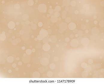 Gold bokeh background. Light abstract backdrop with transparent circles, rounds, dots. Vector illustration.