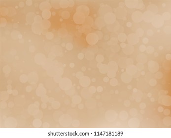 Gold bokeh background. Light abstract backdrop with transparent circles, rounds, dots. Vector illustration.