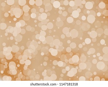 Gold bokeh background. Light abstract backdrop with transparent circles, rounds, dots. Vector illustration.