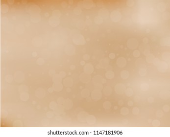 Gold bokeh background. Light abstract backdrop with transparent circles, rounds, dots. Vector illustration.
