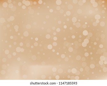 Gold bokeh background. Light abstract backdrop with transparent circles, rounds, dots. Vector illustration.