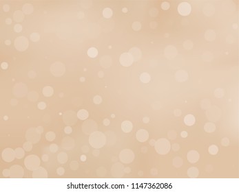 Gold bokeh background. Light abstract backdrop with transparent circles, rounds, dots. Vector illustration.