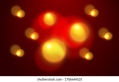 Fondo del bokeh de oro. Efecto borroso de luz roja. El bokeh amarillo abstracto se difuminó. Brillante efecto de luz bokeh. Papel pintado chino. Ilustración vectorial.