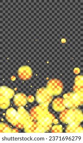 Gold Bokeh Hintergrund Transparenter Vektorgrafik. Flache Vintage Textur. Lichtillustration. Golden Ball Regenvorlage. Schwarzer Glamour.