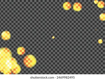 Gold Bokeh Background Transparent Vector. Flare Strass Illustration. Shimmer Template. Black Ball Celebrate Card. Blur Festive.
