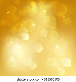 Gold bokeh background. Vector illustration.