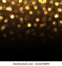 Gold bokeh blurred light. Abstract background with bokeh effect. Magic concept.