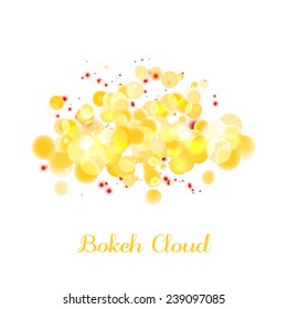 Gold bokeh cloud lights for festive web banner. Fire vector illustration.