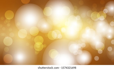 Gold bokeh gradient vector background. Abstract blurred glitter wallpaper texture. Christmas concept. Template for website design and social media advertising.